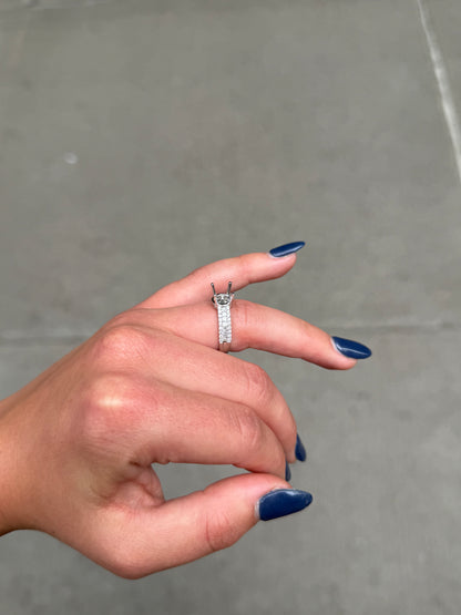 Ladies Thick Round Diamond and Princess Engagement Ring
