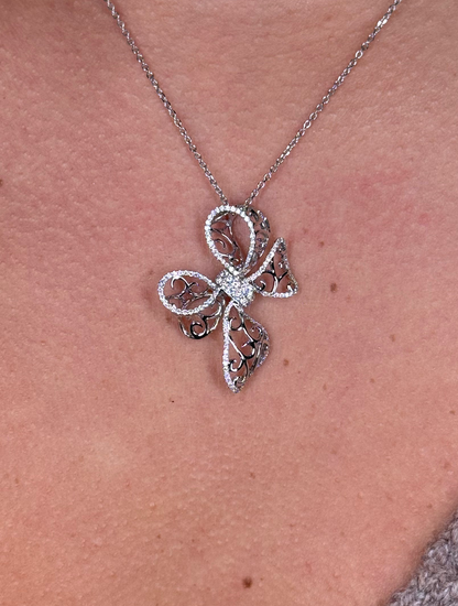 Ladies Bow Tie Shaped Diamond Pendant