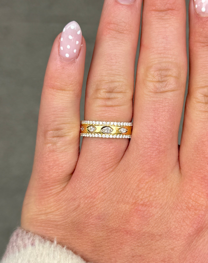 Ladies Marquise and Round Diamond Half Way Band