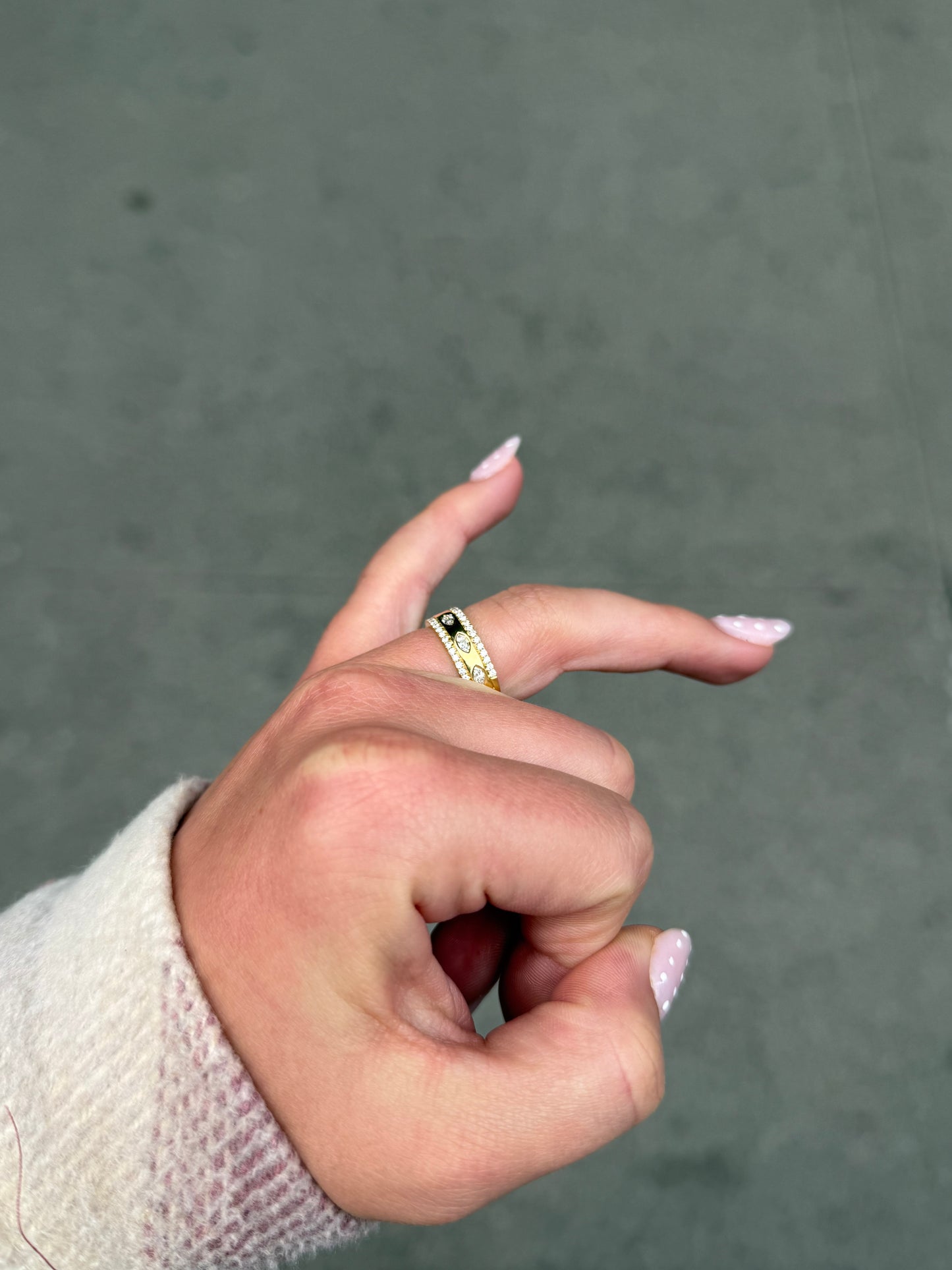 Ladies Marquise and Round Diamond Half Way Band