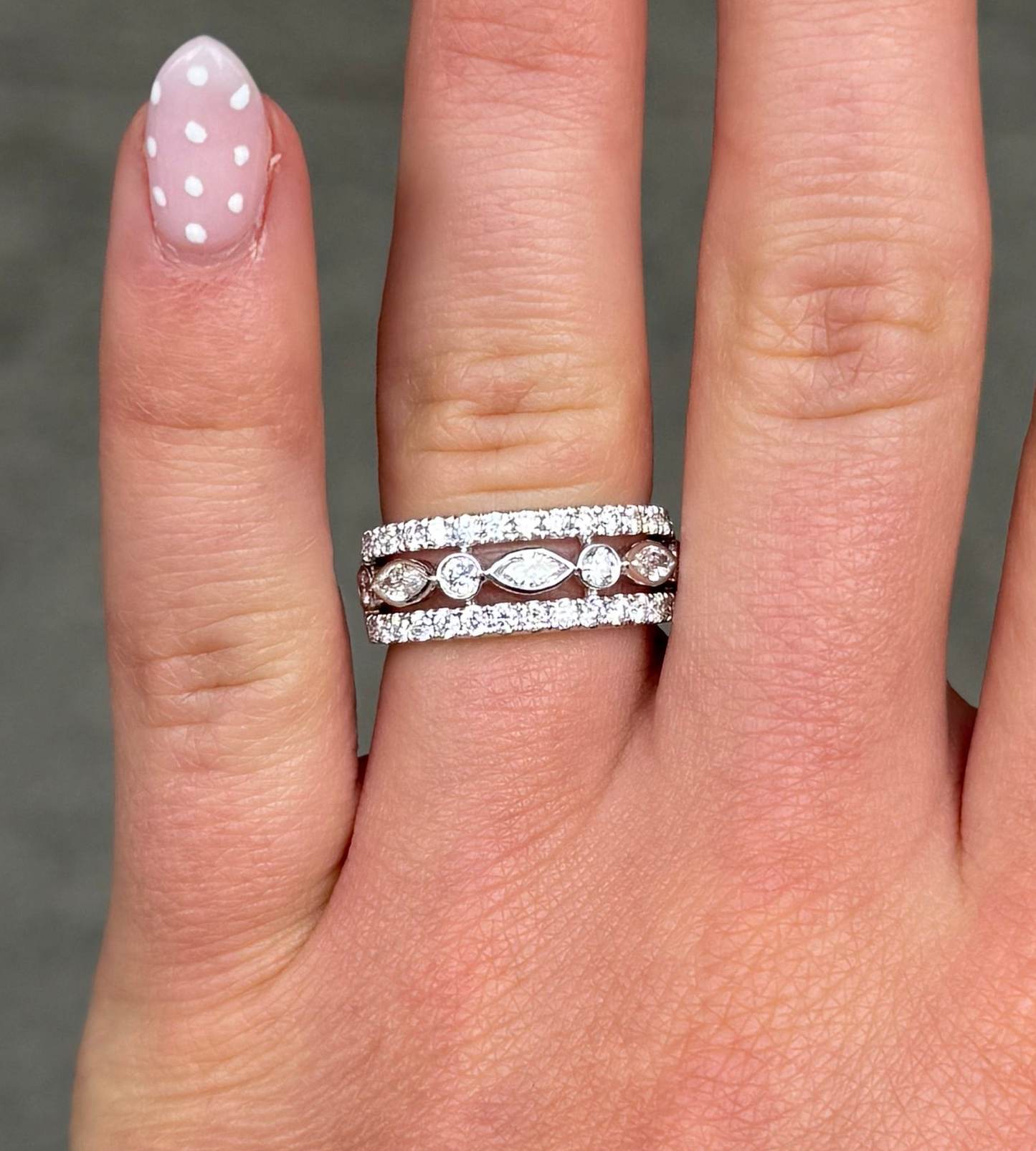 Ladies Alternating Marquise and Round Diamond Band