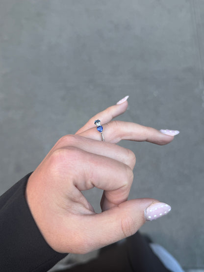 Ladies Alternating Sapphire Pear and Oval, Round Diamond Ring