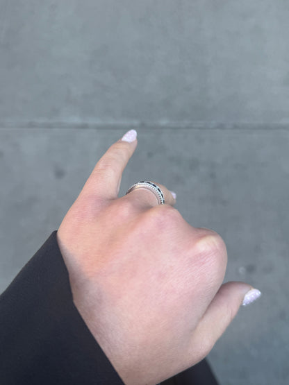 Ladies Alternating Princess Sapphire and Baguette Diamond Band