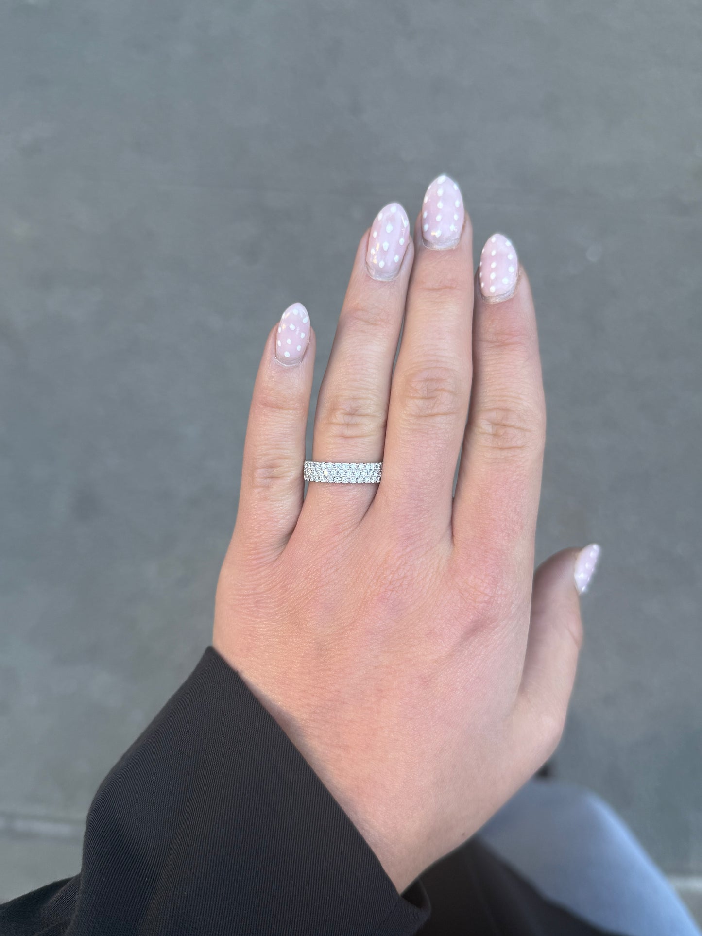 Ladies 3 Row Pave Set Round Diamond Band