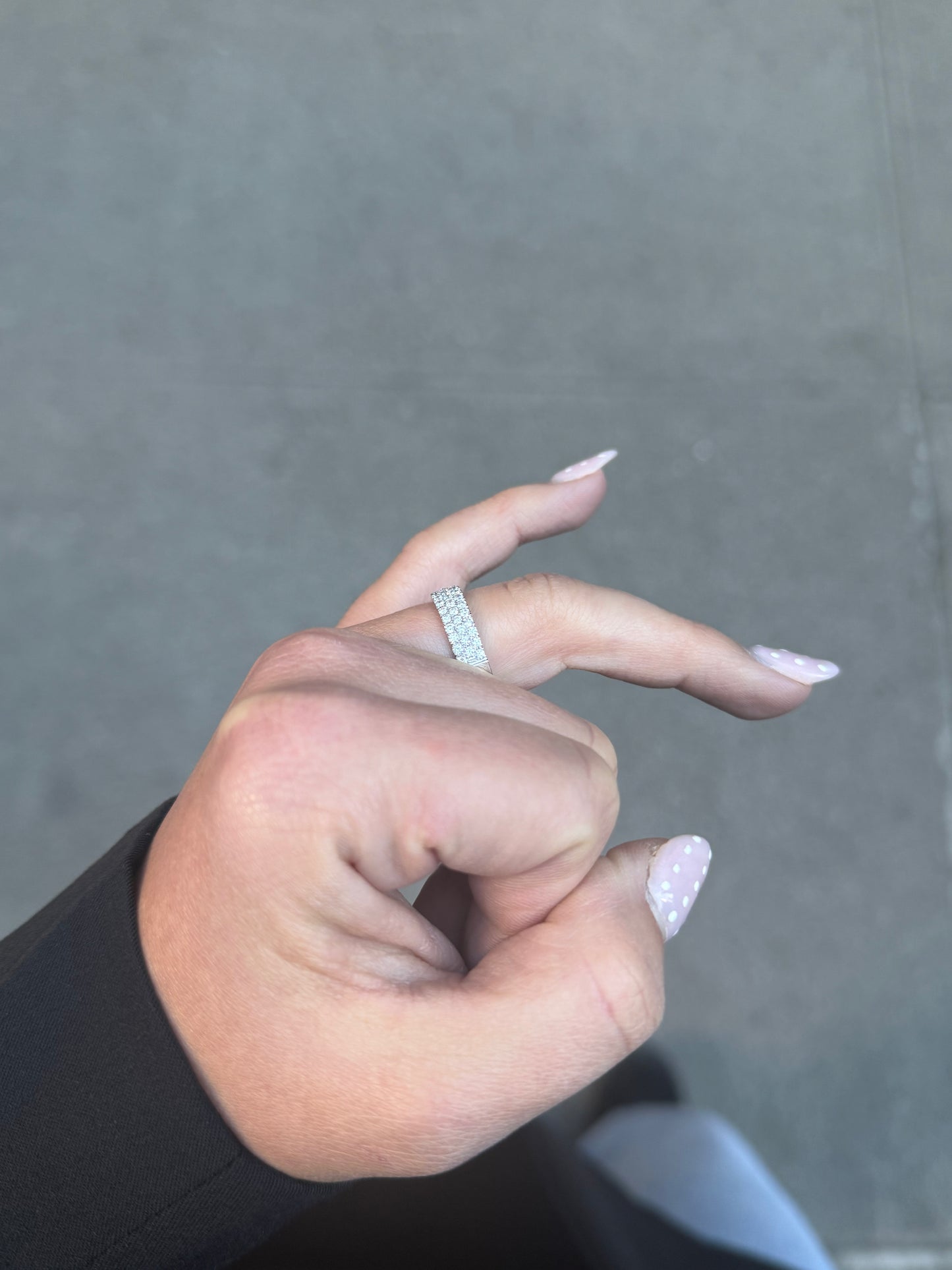 Ladies 3 Row Pave Set Round Diamond Band