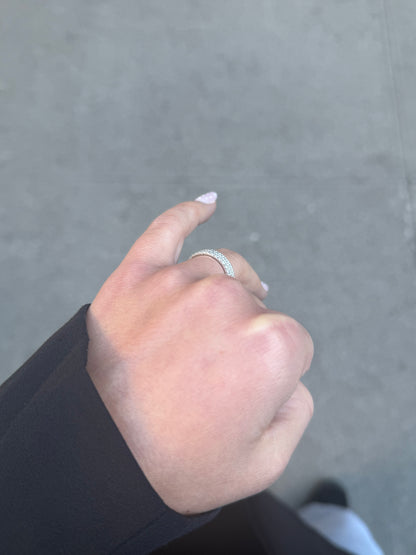 Ladies 3 Row Pave Set Round Diamond Band