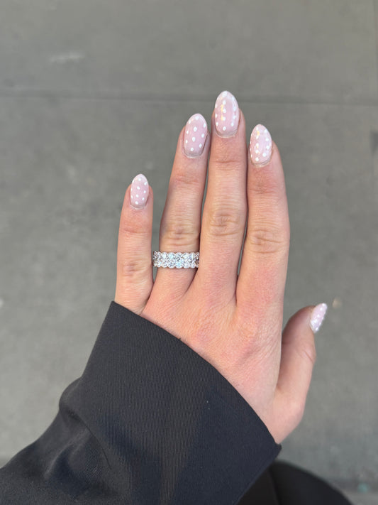 Ladies Double Row Round Diamond Pave Set Ring