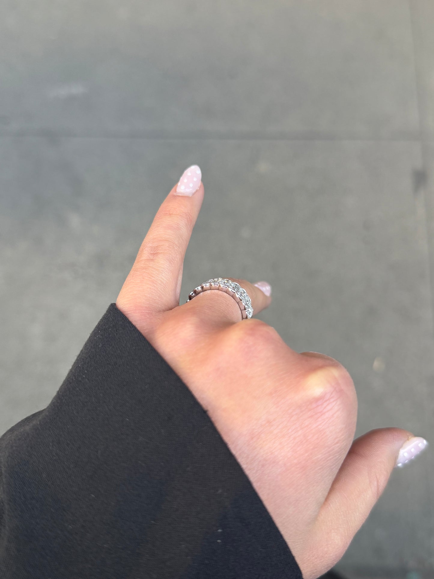 Ladies Double Row Round Diamond Pave Set Ring