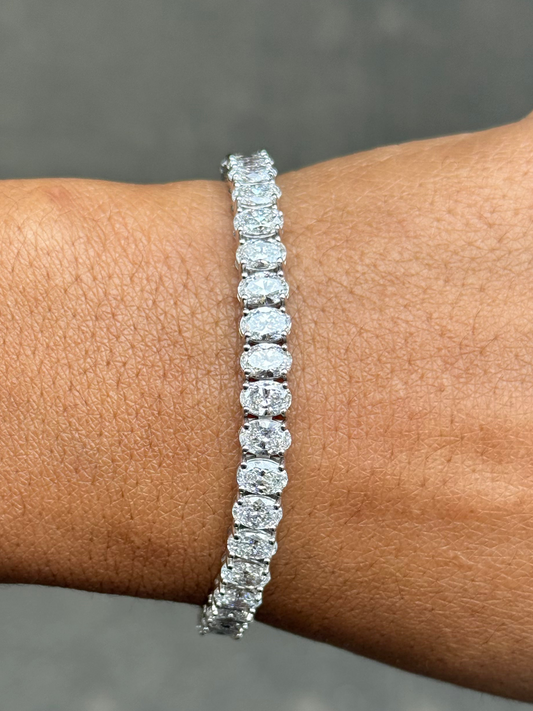 Ladies Lab Grown Oval Cut Tennis Bracelet