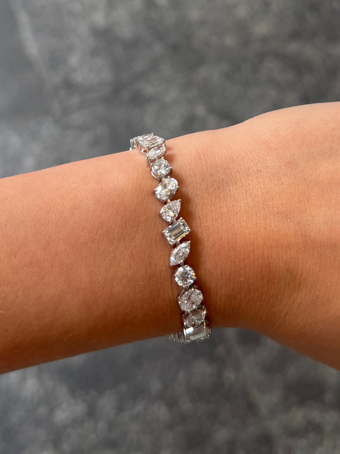 Ladies Lab Grown Multi-Shaped Tennis Bracelet
