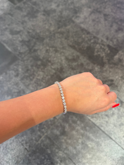 Ladies Lab Grown Bezel Set Round Bracelet