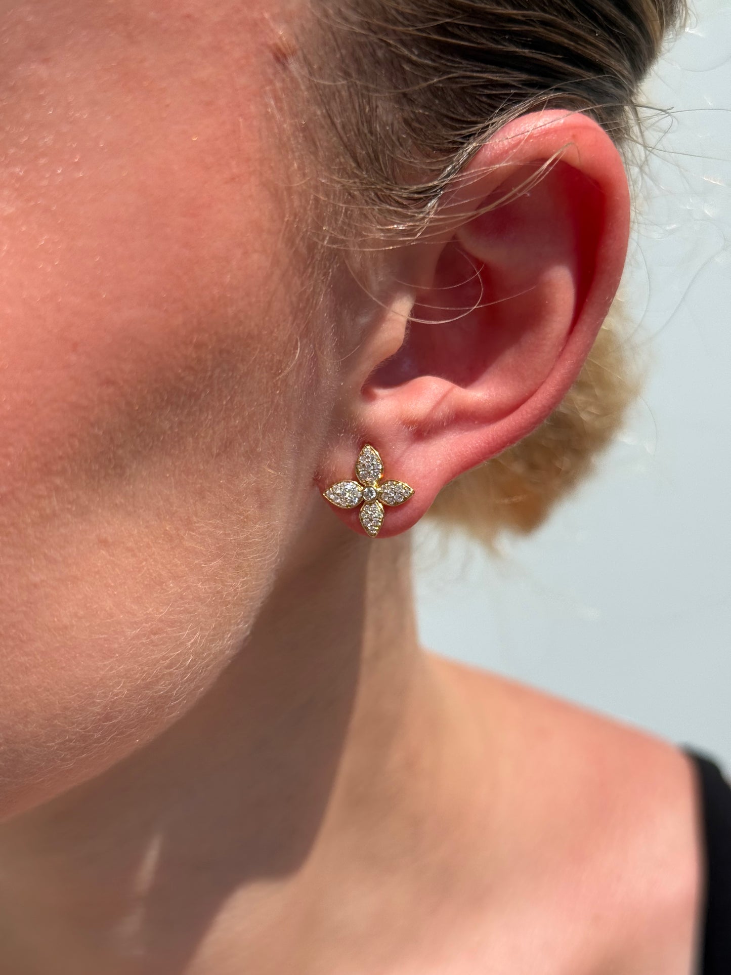 Ladies Cluster Diamonds Butterfly Earrings