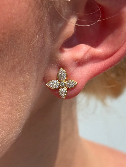 Ladies Cluster Diamonds Butterfly Earrings