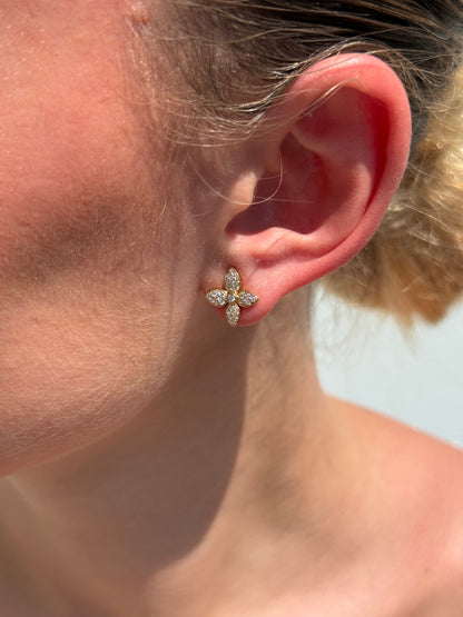 Ladies Cluster Diamonds Butterfly Earrings