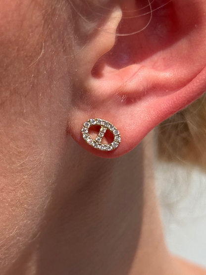 Ladies Oval Link Stud Earring