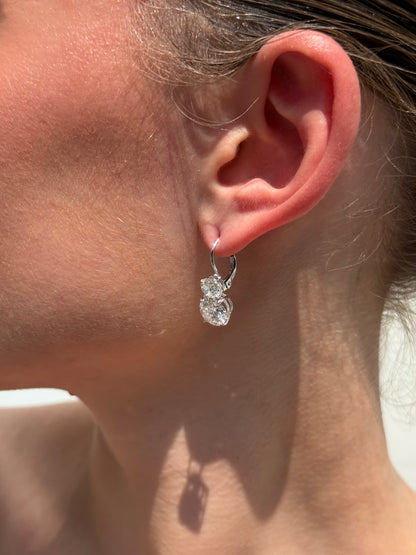 Ladies Double Stud Clip on Lab Grown Earring