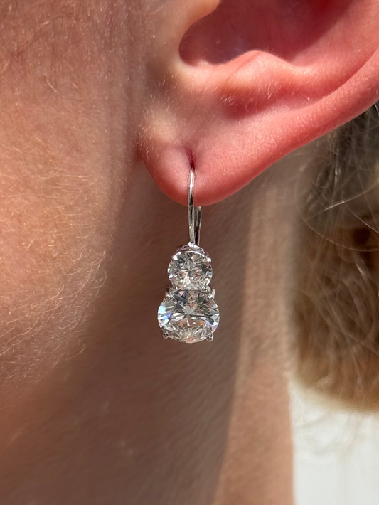 Ladies Double Stud Clip on Lab Grown Earring