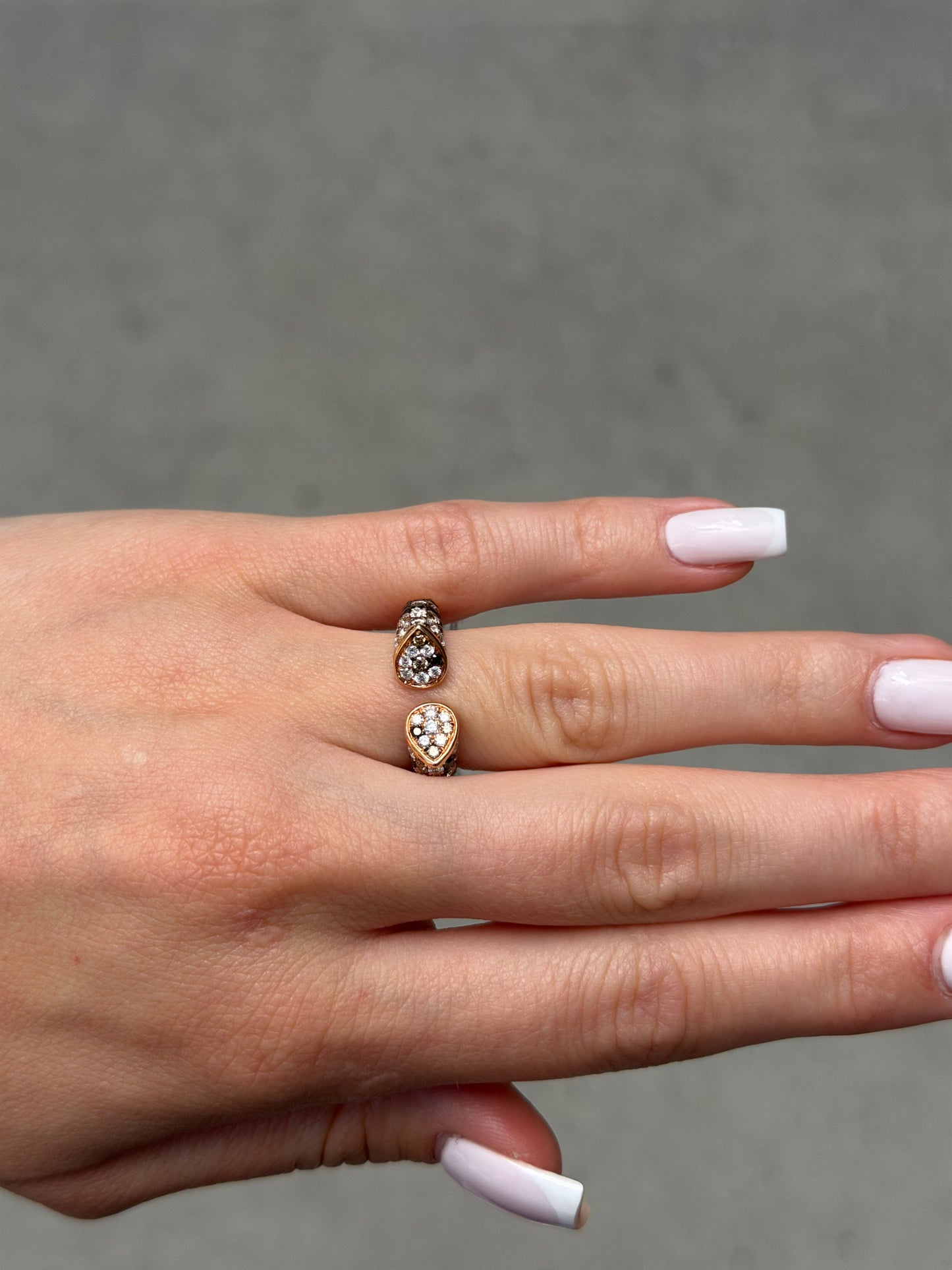 Ladies Black and Champagne Diamond Cuff Ring