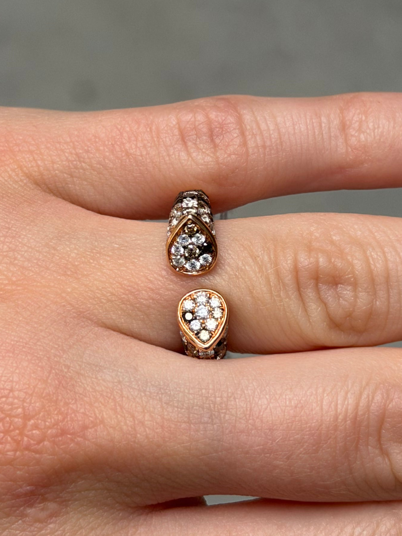 Ladies Black and Champagne Diamond Cuff Ring