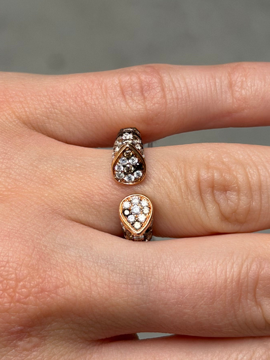 Ladies Black and Champagne Diamond Cuff Ring