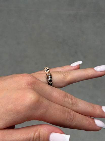 Ladies Black and Champagne Diamond Cuff Ring
