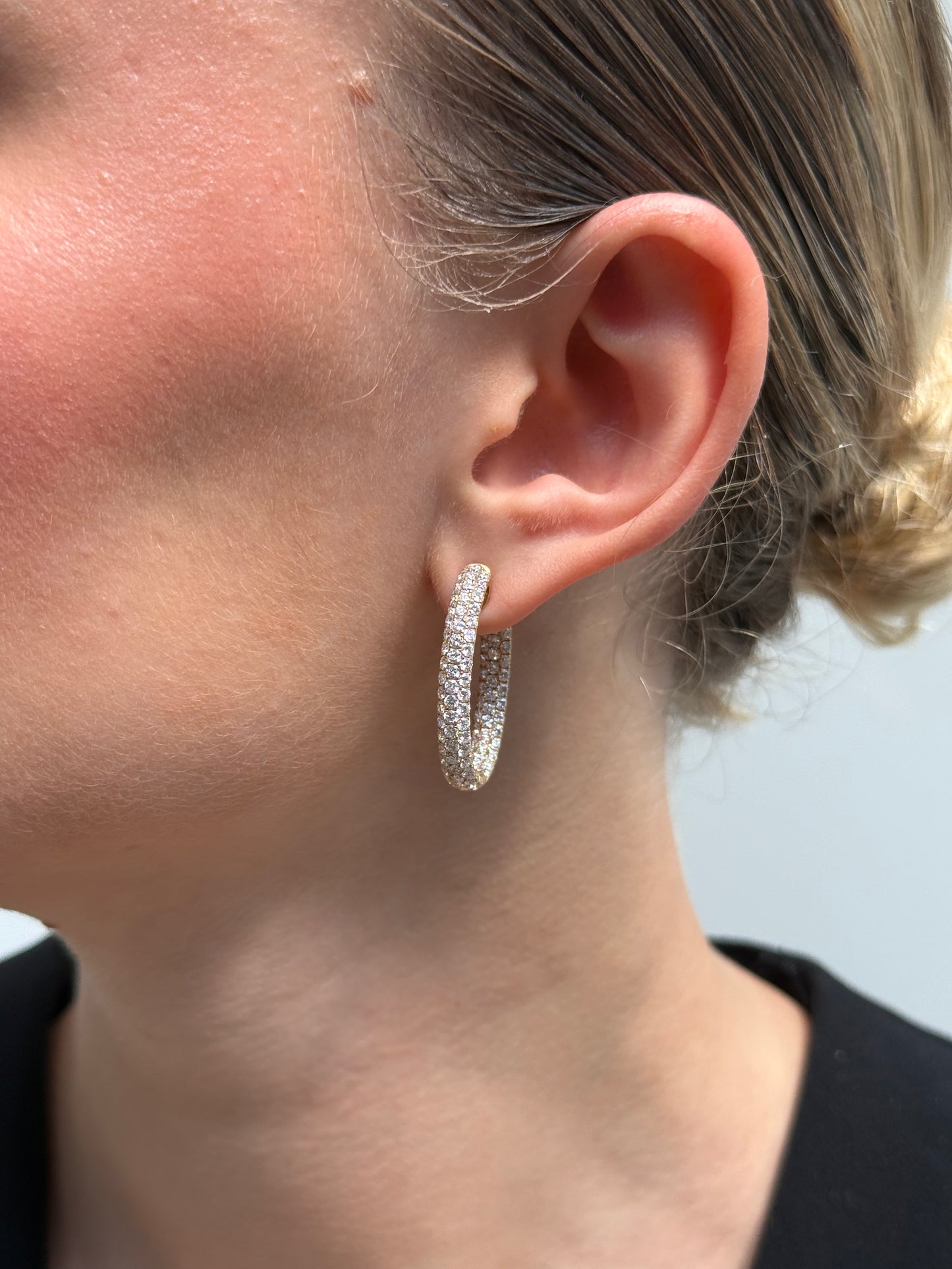 Ladies In and Our Pave Set Hoop Earring