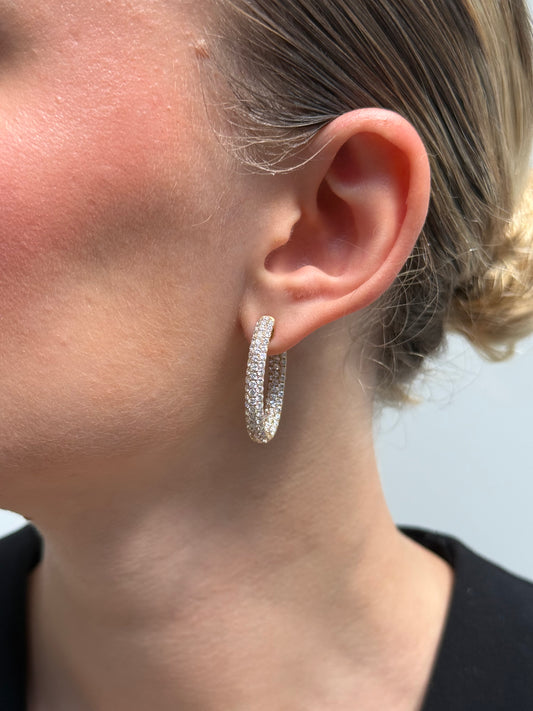 Ladies In and Our Pave Set Hoop Earring