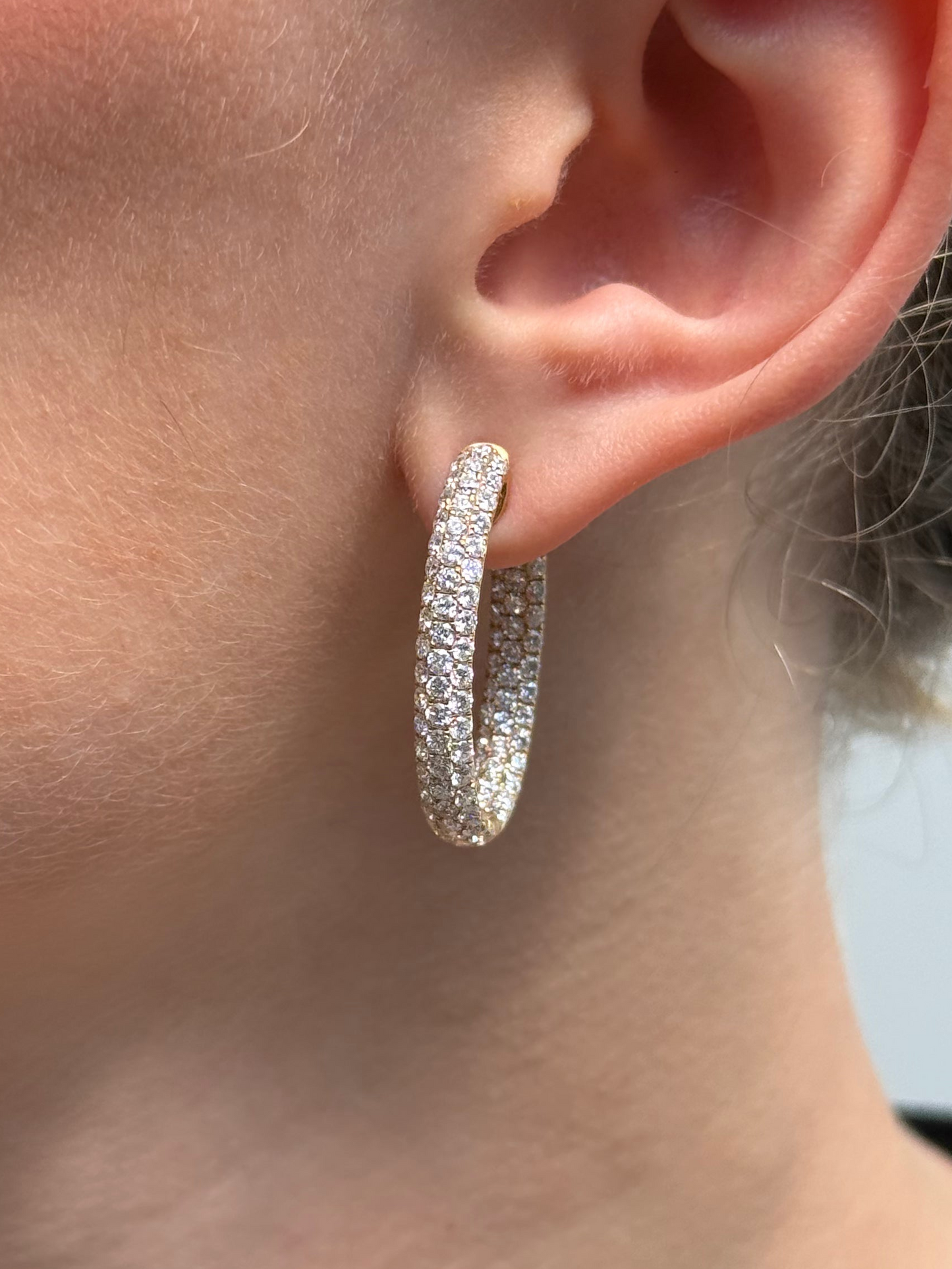 Ladies In and Our Pave Set Hoop Earring