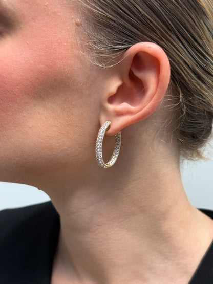 Ladies In and Our Pave Set Hoop Earring