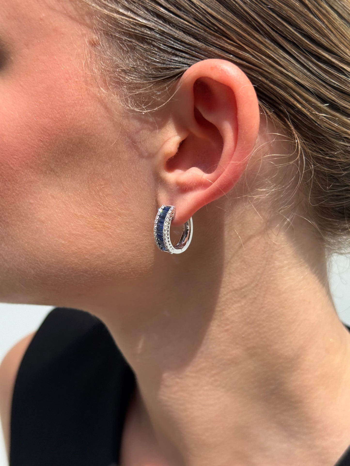 Ladies Fancy Baguette Sapphire Earring