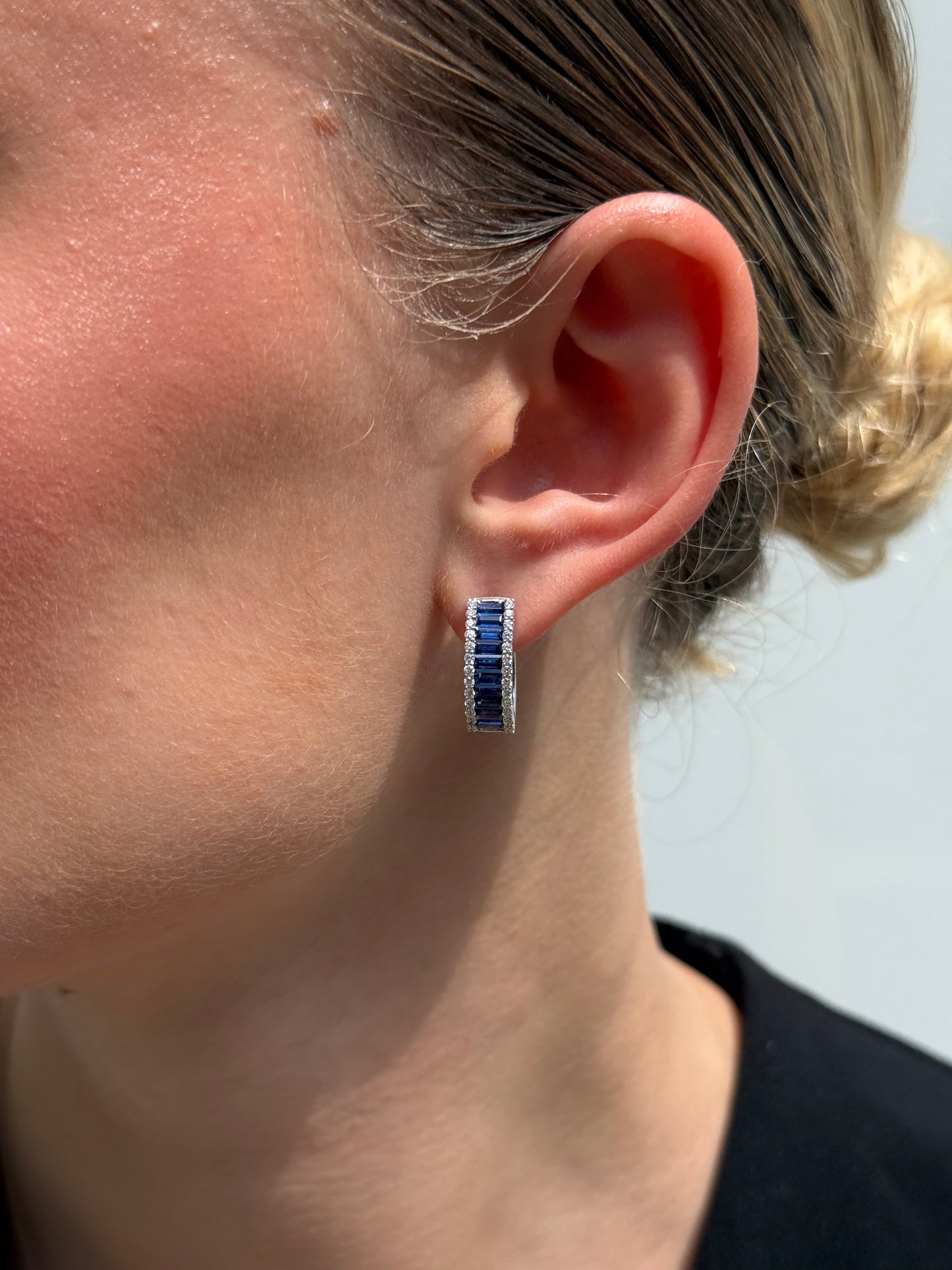 Ladies Fancy Baguette Sapphire Earring