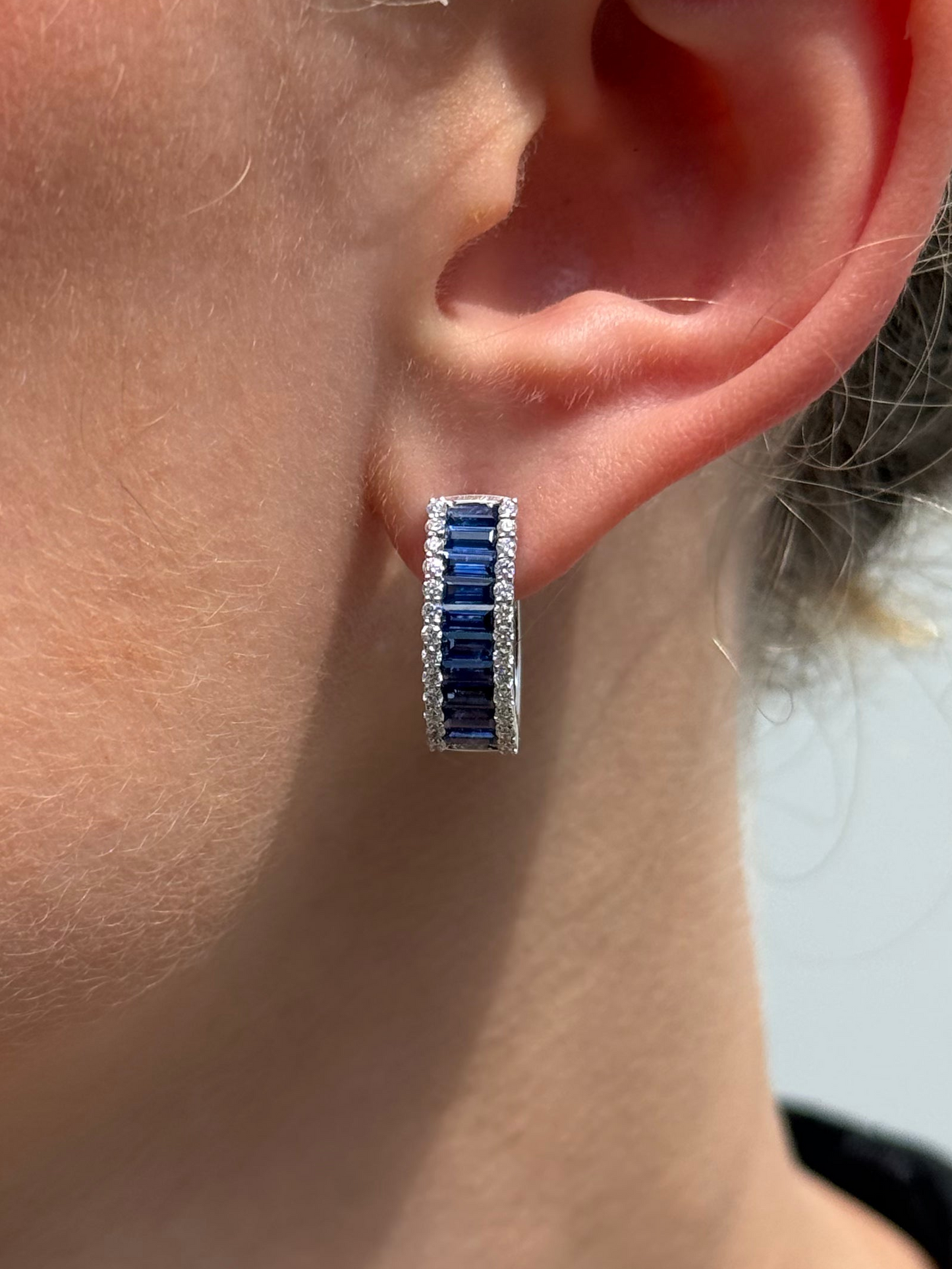 Ladies Fancy Baguette Sapphire Earring