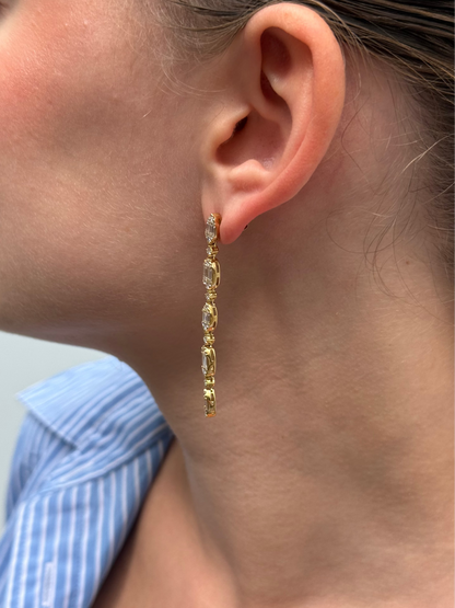 Ladies Marquise and Oval Cluster Dangling Earring