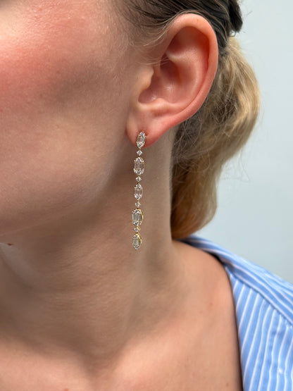 Ladies Marquise and Oval Cluster Dangling Earring
