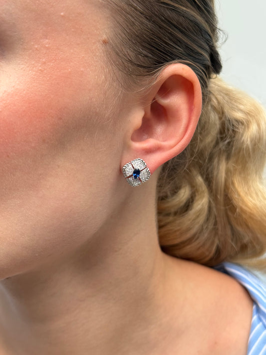 Ladies Vintage Style Sapphire and Diamond Earring