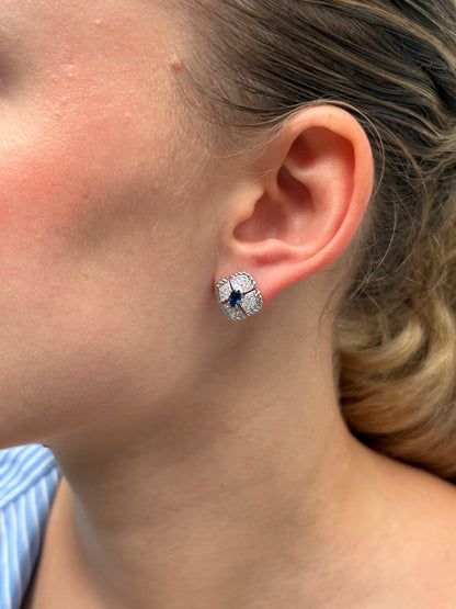 Ladies Vintage Style Sapphire and Diamond Earring