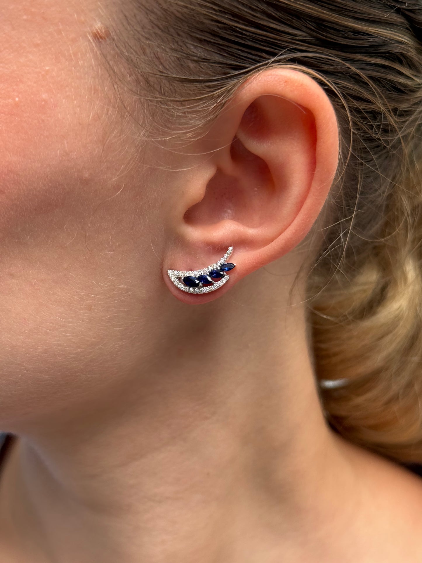 Ladies Sapphire and Diamond Crawler Earring