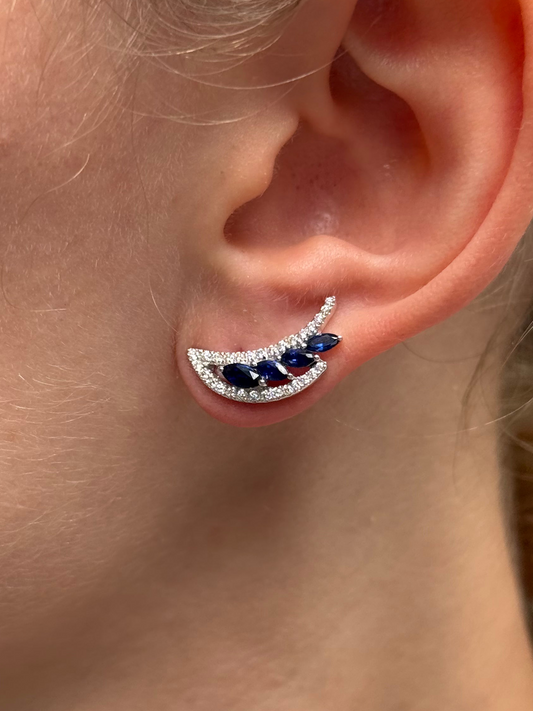 Ladies Sapphire and Diamond Crawler Earring