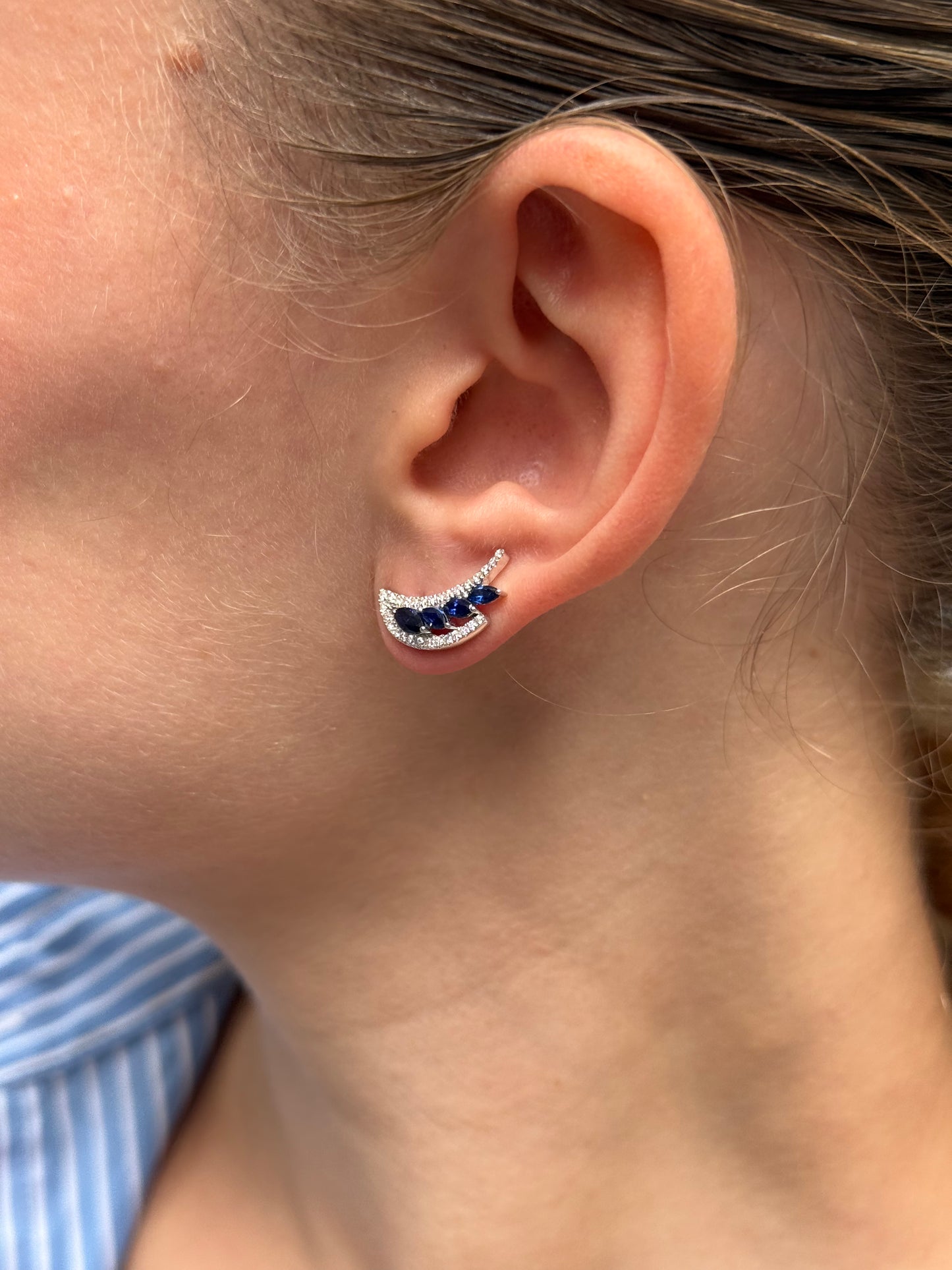 Ladies Sapphire and Diamond Crawler Earring