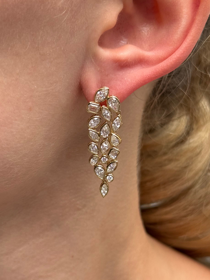 Ladies Leaf like Bezel Set Dangling Earring