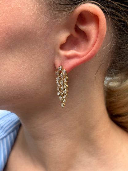 Ladies Leaf like Bezel Set Dangling Earring