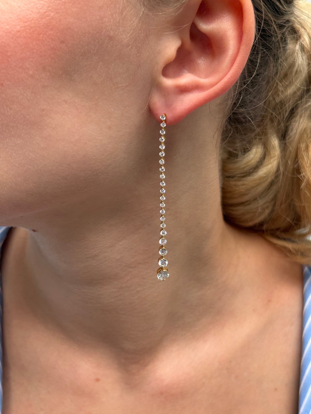 Ladies Long Graduated Lab Grown Dangling Earring