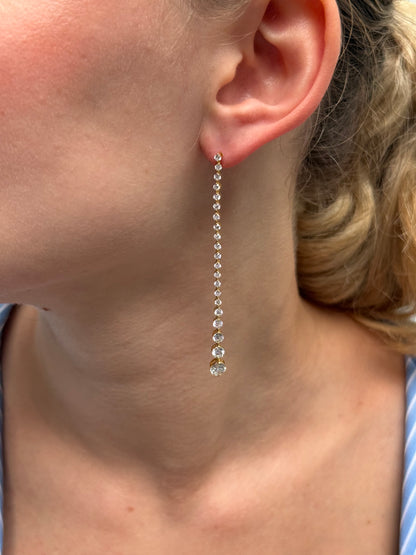 Ladies Long Graduated Lab Grown Dangling Earring