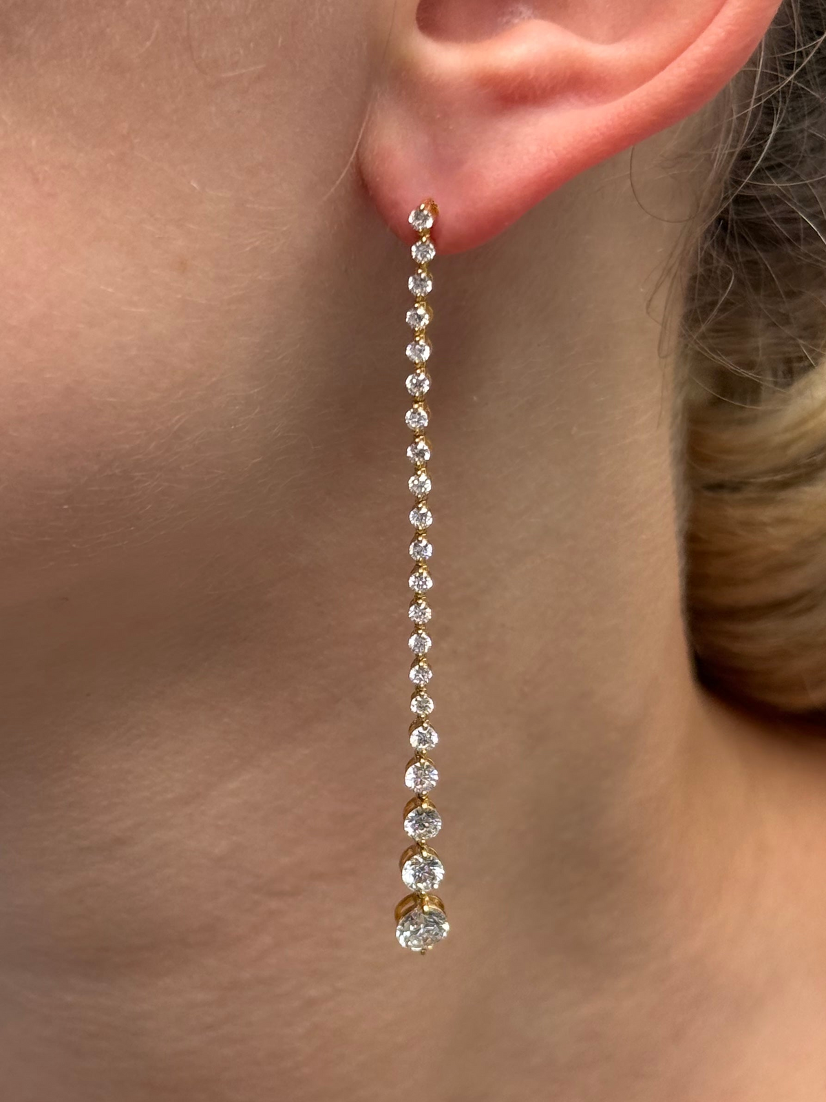 Ladies Long Graduated Lab Grown Dangling Earring