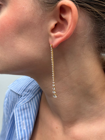 Ladies Long Graduated Lab Grown Dangling Earring