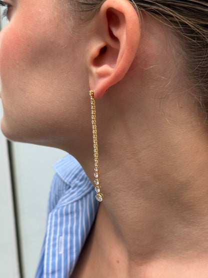 Ladies Long Graduated Lab Grown Dangling Earring