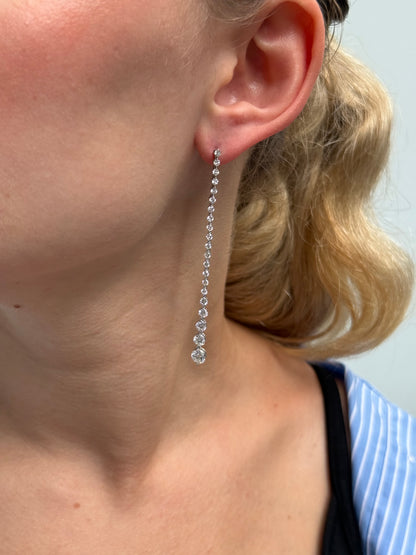 Ladies Long Graduated Lab Grown Dangling Earring
