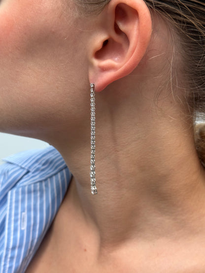 Ladies Long Graduated Lab Grown Dangling Earring