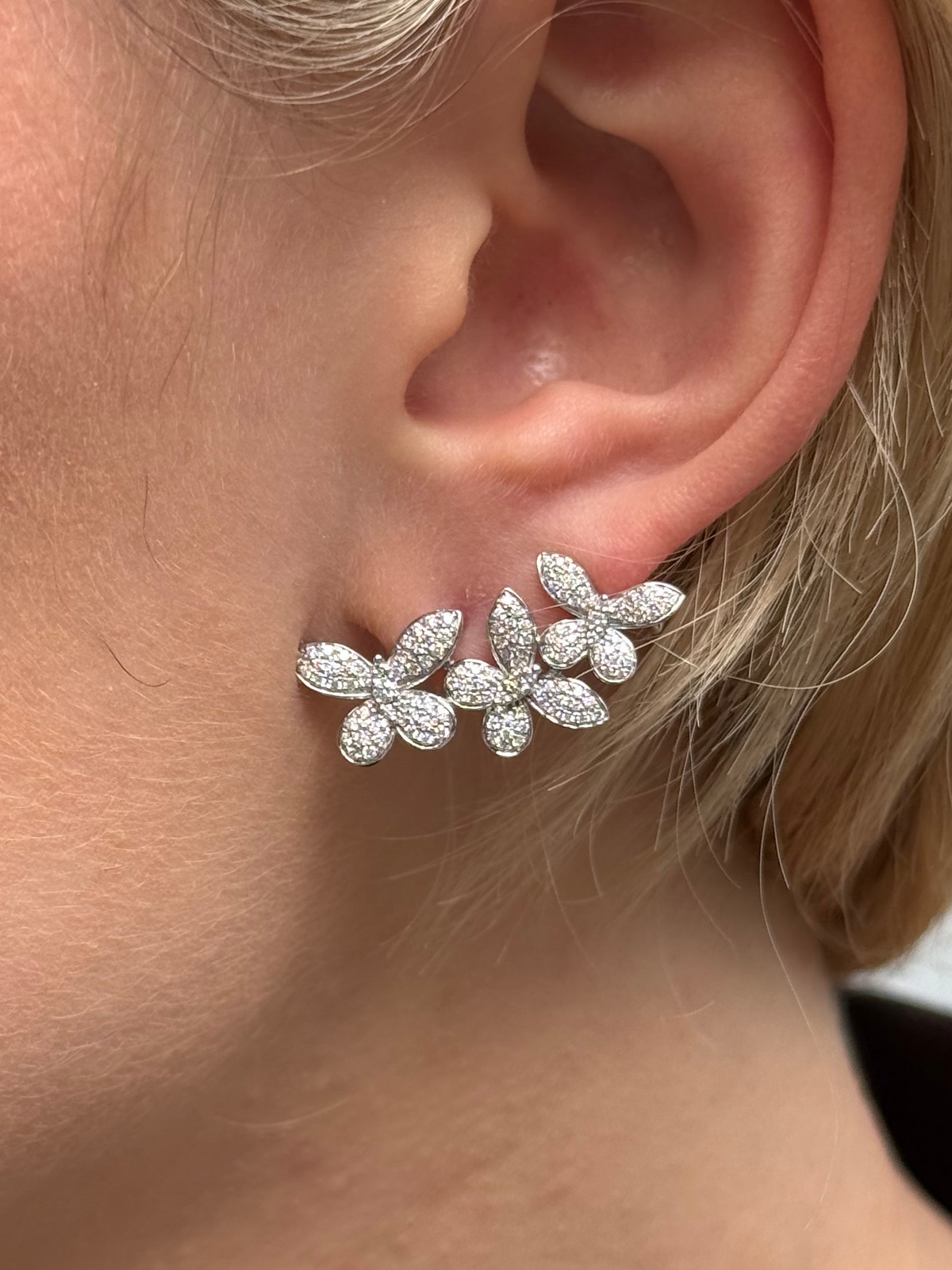 Ladies 3 Butterfly Climber Diamond Earring