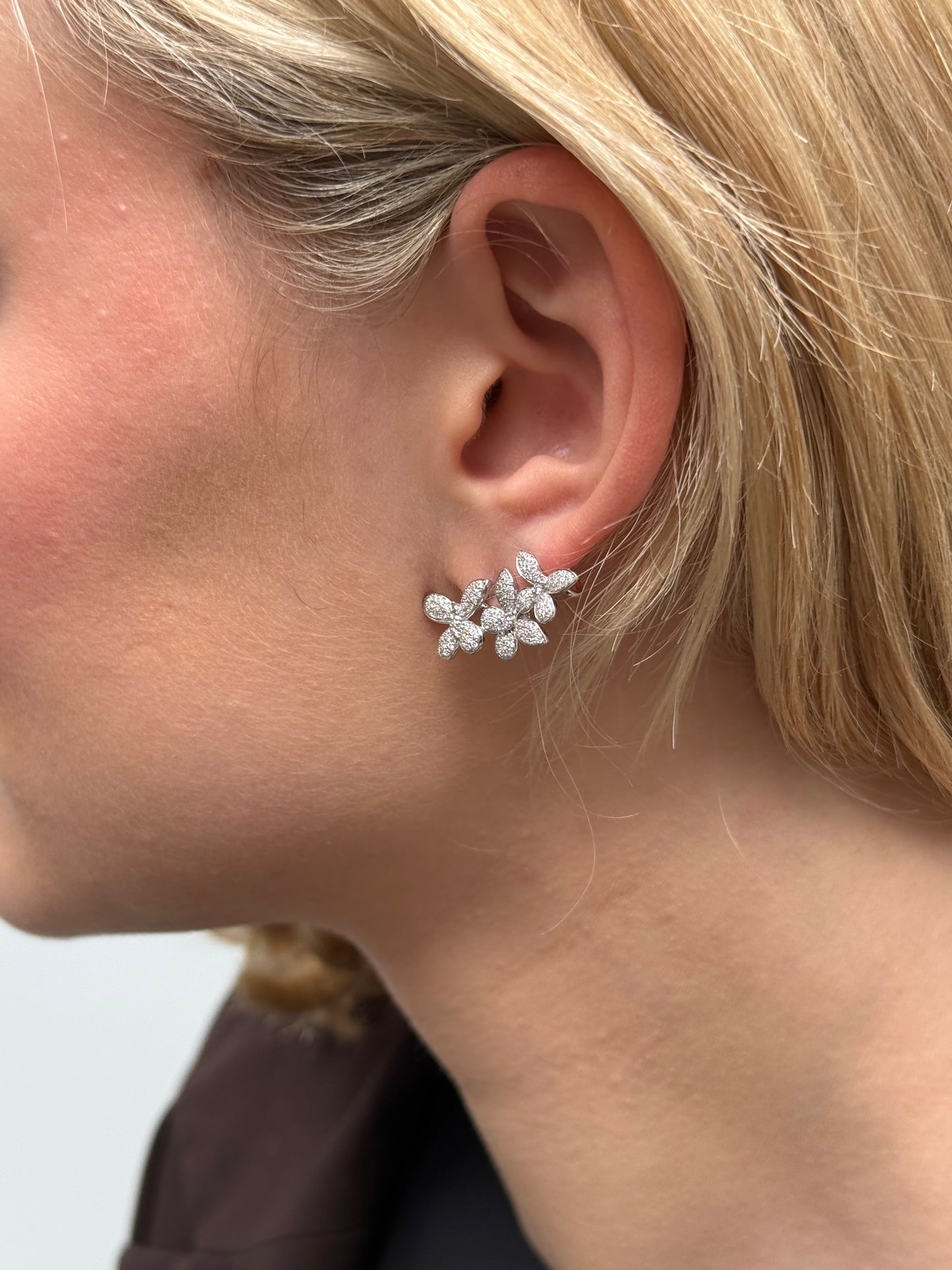 Ladies 3 Butterfly Climber Diamond Earring
